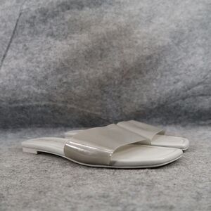 Stuart Weitzman Shoes Womens 8 Sandal Slides Jelly Flat Square Toe Grey Summer